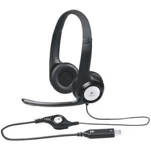 Logitech Stereo H390, słuchawki z mikrofonem, przewodowaczarna, USB