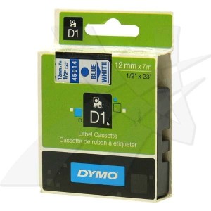 Dymo oryginalny taśma do drukarek etykiet, Dymo, 45014, S0720540, niebieski druk/biały podkład, 7m, 12mm, D1