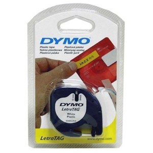 Dymo oryginalny taśma do drukarek etykiet, Dymo, 59421, S0721510, czarny druk/biały podkład, 4m, 12mm, LetraTag taśma papierowa