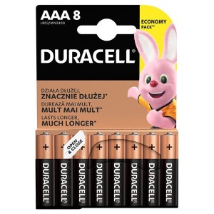 Bateria alkaliczna, AAA (LR03), AAA, 1.5V, Duracell, blistr, 8-pack, 42323, Basic