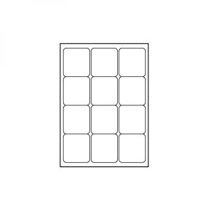 Logo etykiety 66mm x 70mm, A4, matowe, białe, 12 etykiety, 140g/m2, pakowane po 25 szt., do drukarek atramentowych i laserowych