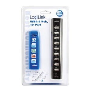 Hub USB LogiLink UA0096 10xUSB 2.0 aktywny czarny