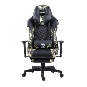 Dla gracza fotel Marvo CH-134, czarna, zagłówek i poduszka lędźwiowa