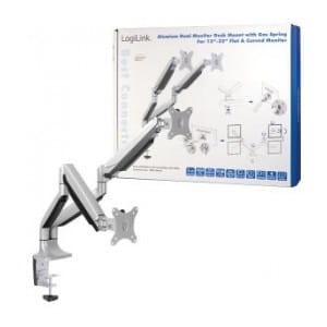 Uchwyt do monitora podwójny LCD/LED LogiLink aluminiowy, VESA 100x100, 13-32"