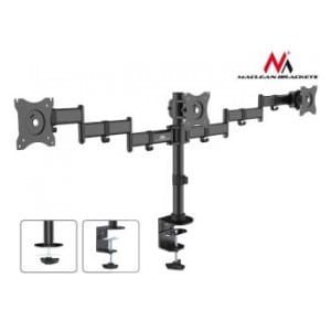 Uchwyt biurkowy na 3 monitory Maclean MC-691 13-27" 8kgx3 czarny podwójne ramiona VESA 75x75 oraz 100x100
