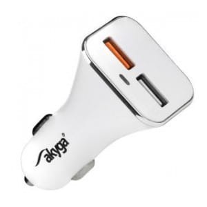 Ładowarka samochodowa Akyga AK-CH-08 12V 2xUSB 3000mA biała Quick Charge 3.0