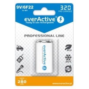 Akumulatorek 6F22/9V everActive Professional Line 320 mAh 1 sztuka