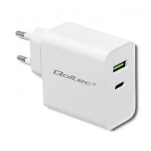 Ładowarka sieciowa Qoltec 45W | 5-20V | 2.4-3A | USB typ C PD | USB | Biała