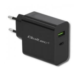 Ładowarka sieciowa Qoltec 45W | 5-20V | 2.25-3A | USB typ C PD | USB | Czarna