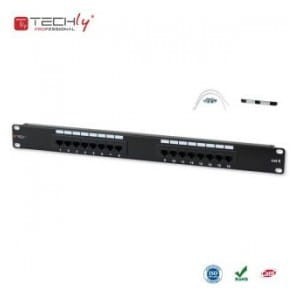 Patch panel TechlyPro 1U UTP 16xRJ45 Cat.6, czarny