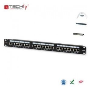 Patch panel TechlyPro 1U STP 24xRJ45 Cat.6, czarny z tacką