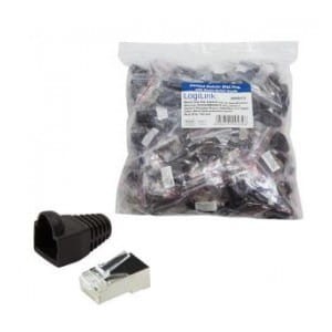 Wtyk RJ45 CAT.5e FTP LogiLink MP0012 z osłonką , czarny 100szt