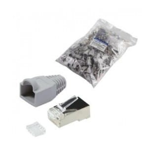 Wtyk RJ45 CAT.6 FTP LogiLink MP0021 z osłonką, szary 100szt