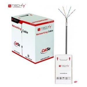 Kabel instalacyjny TechlyPro skrętka Cat5e F/UTP drut CCA zewnętrzna 305m, czarny