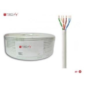 Kabel instalacyjny TechlyPro skrętka Cat6 U/UTP drut 100% miedź LSZH/LSOH 100m, szary