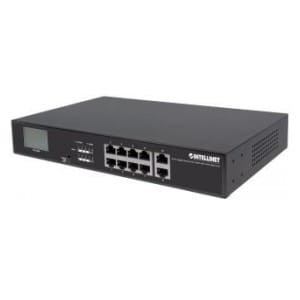 Switch niezarządzalny Intellinet 8x 10/100/1000 Mbps PoE+ 130W + 2x RJ45 Uplink LCD