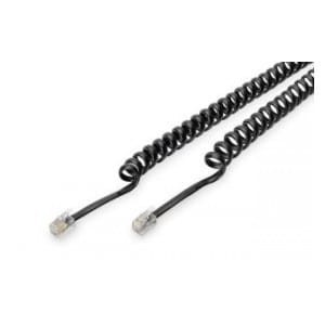 Kabel połączeniowy DIGITUS spiralny do słuchawek telefonicznych RJ10/RJ10 M/M czarny 2m