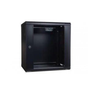 Szafa wisząca jednosekcyjna DIGITUS 19" 12U 635/600/450mm drzwi szklane czarna (RAL 9004) niezmontowana