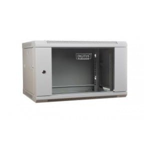 Szafa wisząca jednosekcyjna DIGITUS 19" 6U 368/600/450mm drzwi szklane szara (RAL 7035) niezmontowana