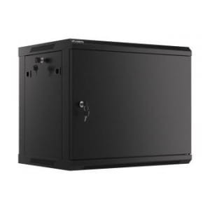 Szafa instalacyjna Rack wisząca 19" 9U 600x450 czarna drzwi metalowe Lanberg (flat pack)
