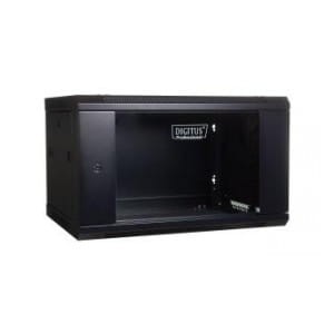 Szafa wisząca jednosekcyjna DIGITUS 19" 4U 279/600/450mm drzwi szklane czarna (RAL 9004) niezmontowana
