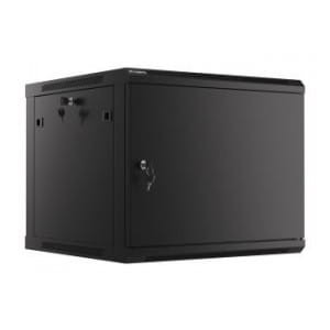 Szafa instalacyjna Rack wisząca 19" 9U 600x600 czarna drzwi metalowe Lanberg (flat pack)