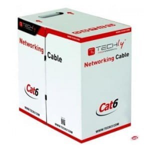 Kabel instalacyjny TechlyPro skrętka Cat6 UTP 4x2 drut CCA 305m, szary