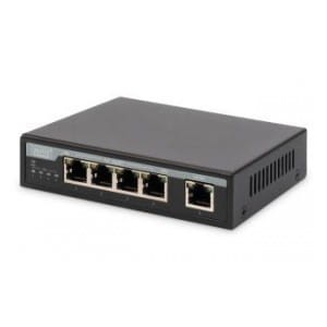 Switch niezarządzalny DIGITUS DN-95330 4x Gigabit Ethernet, PoE+ af/at 62W, 1 port uplink, desktop