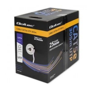Kabel sieciowy Qoltec skrętka UTP | CAT5E | 305m | PVC szary