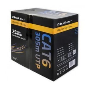 Kabel sieciowy Qoltec skrętka UTP | CAT6 | 305m | PCV szary