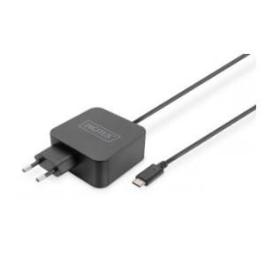 Ładowarka sieciowa DIGITUS zasilacz 1x USB-C PD 3.0 max. 65W zintegrowany kabel 1,2m czarna