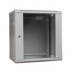 Szafa wisząca jednosekcyjna DIGITUS 19" 12U 635/600/450mm drzwi szklane szara (RAL 7035) niezmontowana - PO TEST