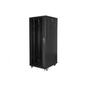 Szafa instalacyjna stojąca 19" 32U 600x800 drzwi szklane czarna Lanberg (złożona)