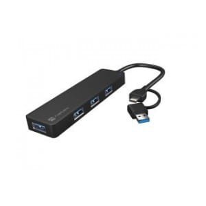 Hub USB Natec Mayfly 4xUSB 3.0 czarny USB-C + Adapter USB-A