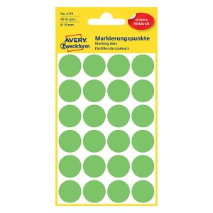 Avery Zweckform etykiety 18mm, neonowa zieleń, 24 etykiety, do znakowania, pakowane po 4 szt., 3174, do pisma odręcznego
