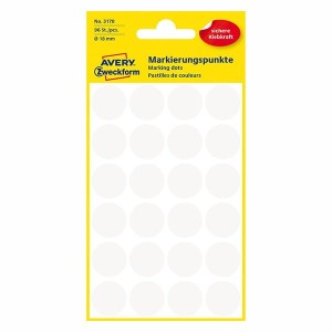 Avery Zweckform etykiety 18mm, białe, 24 etykiety, do znakowania, pakowane po 4 szt., 3170, do pisma odręcznego