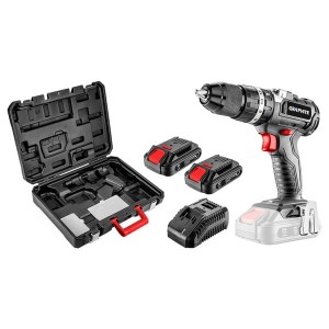 Wiertarko-wkrętarka udarowazasilanie akumulatorem, 58G020-SET2, wkrętarka / 2x baterie / ładowarka / skrzynia, 18V, 5 części, Grap
