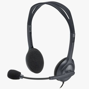 Logitech Stereo H111, słuchawki z mikrofonem, przewodowaczarna
