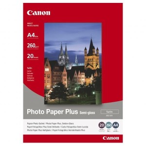 Canon Photo Paper Plus Semi-G, SG-201 A4, foto papier, półpołysk, satynowy typ 1686B021, biały, A4, 260 g/m2, 20 szt., atrament