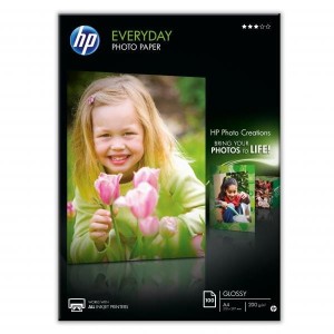 HP Everyday Glossy Photo P, Q2510A, foto papier, do codziennego użytku typ połysk, biały, A4, 200 g/m2, 100 szt., atrament