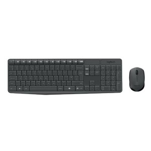 Logitech MK235, Zestaw klawiatur z myszą optyczną bezprzewodową, AAA, US, klasyczna, 2.4 [Ghz], bezprzewodowa, czarna, 1x bateria