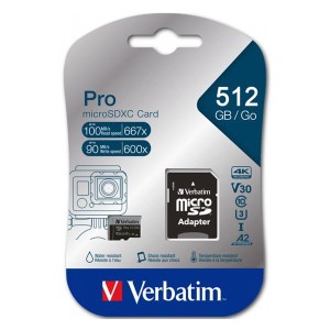 Verbatim karta MicroSD, 512GB, micro SDXC, 47046, UHS 3 (U3), z adapterm