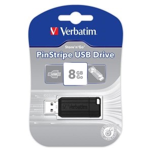Verbatim USB flash disk, USB 2.0, 8GB, PinStripe, Store N Go, czarny, 49062, USB A, z wysuwanym złączem