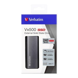 SSD Zewnętrzny Verbatim Vx500, 47442, 240GB, srebrny, 2.5", USB-C