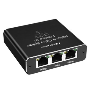 Switch niezarządzalny Qoltec mini rozdzielacz splitter 1x3 port RJ45 | 1000Mbps | USB-C | Aluminium