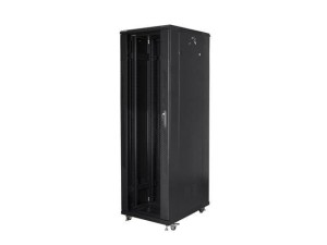 Szafa instalacyjna Rack stojąca 19" 42U 800x800 Drzwi Szklane czarna Lanberg (flat pack) - PO TEST