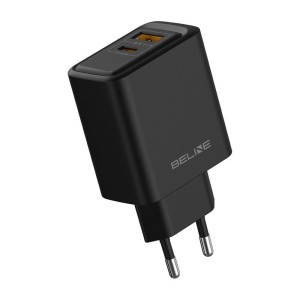 Ładowarka sieciowa Beline 45W 1xUSB-C + 1xUSB GaN PD 3.0 QC 3.0 bez kabla - czarna
