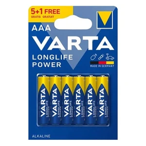 Bateria alkaliczna, paluszek, AAA, 1.5V, Varta, blistr, 6-pack, VAR-LR3BL5-1, Longlife Power