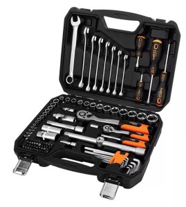 Zestaw kluczy nasadowych10-206, 100 szt, rozmiary 1/4 i 1/2, walizka, NEO TOOLS