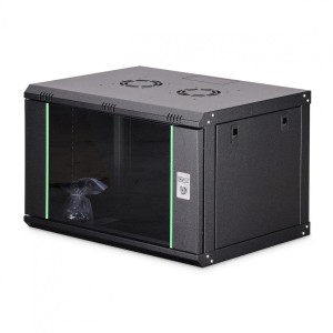 Szafa sieciowa wisząca jednosekcyjna DIGITUS Dynamic 19" 7U, 600x450, drzwi szyba, czarny, niezmontowana, 60kg